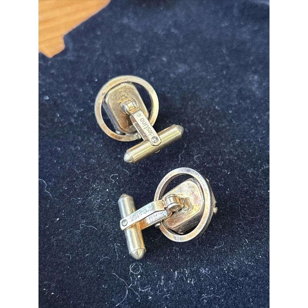 Rare Vintage Destino Amber Glass Cufflinks 12k Gold Filled